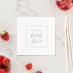 Guardanapo De Papel Chá de panela prateado minimalista<br><div class="desc">Estes guardanapos de chá de panela prateado minimalistas são perfeitos para um simples chá de casamento. A design romântica moderna apresenta cinzas clássicas de prata e tipografia branca, pareadas com uma caligrafia rustica, mas elegante, com estilo antigo, com letra de mão. Personalizável em qualquer cor. Mantenha o design simples e...</div>