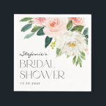 Guardanapo De Papel Chá de panela Primavera de Flores de Jardim de Aqu<br><div class="desc">Adicione um sotaque floral ao seu evento com estes guardanapos de papel de chá de panela personalizáveis. Apresenta buquê floral de cor d'água de flores rosa e brancas e verde. Personalize esses guardanapos de papel de chá de panela floral adicionando seus detalhes de evento. Estes guardanapos de papel são perfeitos...</div>