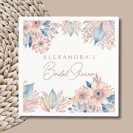 Guardanapo De Papel Chá de panela Quic Boho Floral Azul Rosa