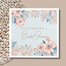 Guardanapo De Papel Chá de panela Quic Boho Floral Rosa Azul Dusty