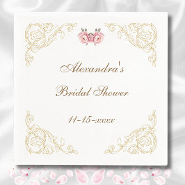 Guardanapo De Papel Chá de panela Rosa Floral Rococo Vintage