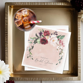 Guardanapo De Papel Chá de panela Rustic Burgundy & Blush Pink Roses