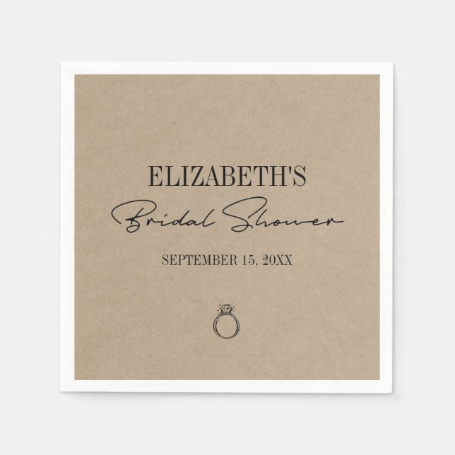 Guardanapo De Papel Chá de panela Rustic Kraft Modern Script (Frente)