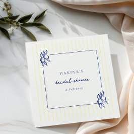 Guardanapo De Papel Chá de Panela Simples Azul e Amarelo com Desenho d