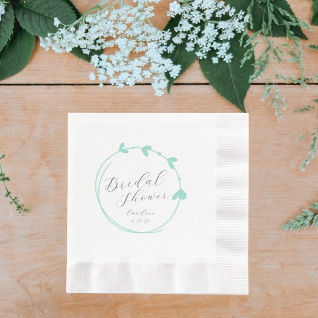 Guardanapo De Papel Chá de panela Simples do Coração de Seafoam (In Situ Wedding)