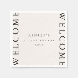 Guardanapo De Papel Chá de panela Taupe e Tipografia Negra Boas-vindas