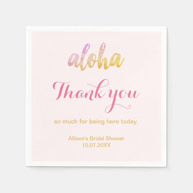 Guardanapo De Papel Chá de panela tropical Aloha editável (Frente)