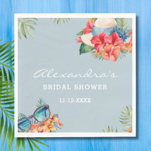 Guardanapo De Papel Chá de panela Tropical Floral Blue Beach