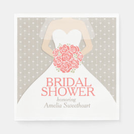 Guardanapo De Papel Chá de panela vestido de noiva cinza de coral guar