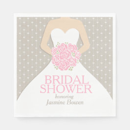 Guardanapo De Papel Chá de panela vestido de noiva fraldas cor-de-rosa