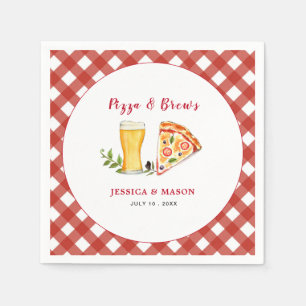 Guardanapo De Papel Chá de pizza e Casal casual de cerveja