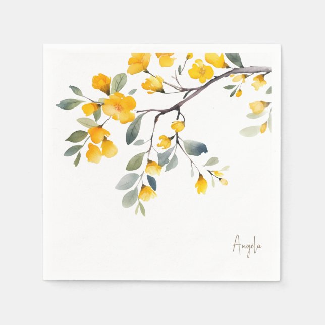 Guardanapo De Papel Chá de Texto Dourado de Script Personalizado Flora (Frente)