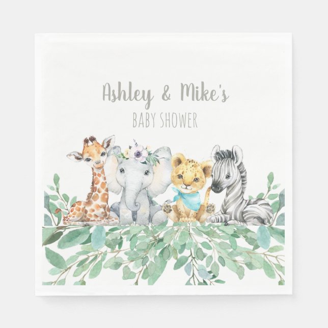 Guardanapo De Papel Chá do Tema Safari Neutro do Gênero ou Aniversário (Frente)