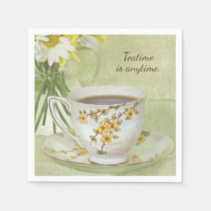 Guardanapo De Papel chá na vintage teacup em disco