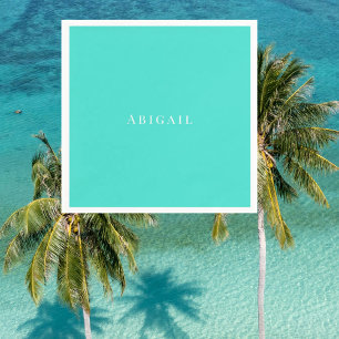 Guardanapo De Papel Chá Personalizado de Texto Branco Turquesa