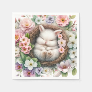 Guardanapo De Papel Chá primavera floral de coelho floral de bebê