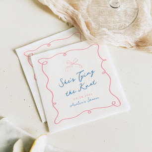 Guardanapo De Papel Chá Rosa e Azul Desenho Mão Branca