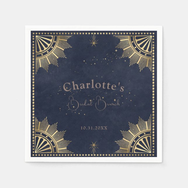 Guardanapo De Papel Chá Sun Celestial Escuro e Bridal da Lua Brunch (Frente)