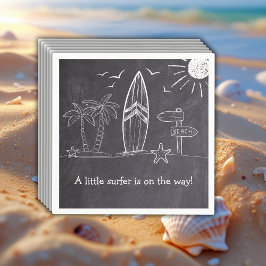 Guardanapo De Papel Chalkboard A Little Surfer Chá de fraldas