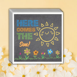 Guardanapo De Papel Chalkboard Aqui Vem O Chá de fraldas Filho