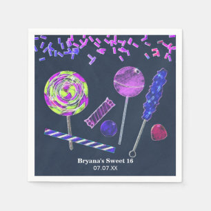 Guardanapo De Papel Chalkboard Candy Land Sweets Chalk Doodles Party