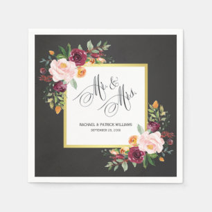 Guardanapo De Papel Chalkboard Floral Wedding Sr. e Sra.