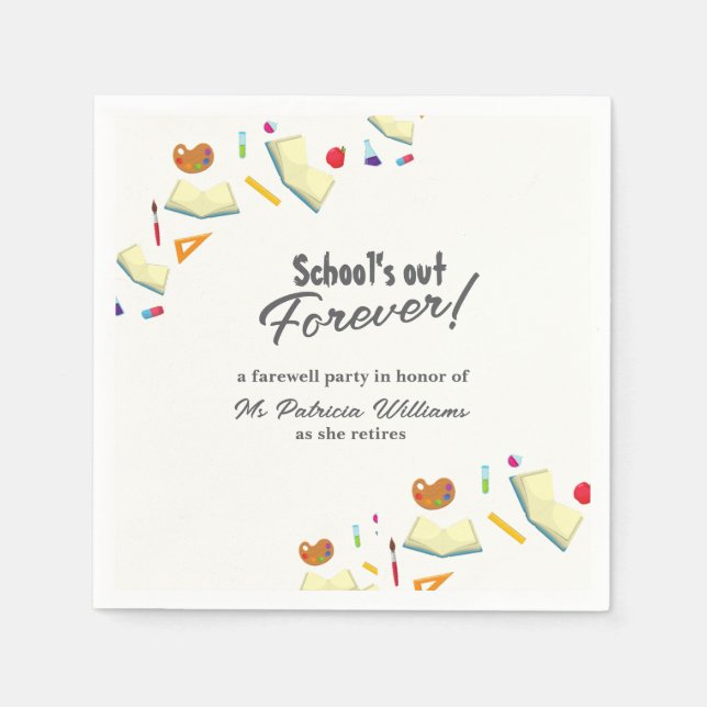 Guardanapo De Papel Chalkboard School Farewell Retired Teacher Party  (Frente)