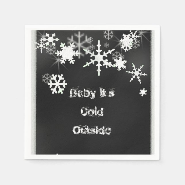 Guardanapo De Papel Chalkboard Snowflake Napkins (Frente)