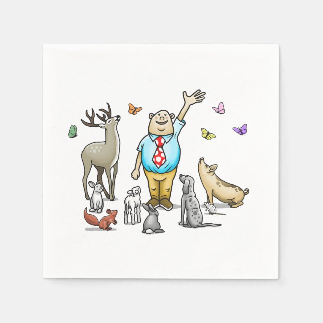 Guardanapo De Papel Chamando Todos os Animais de Aniversário (Frente)