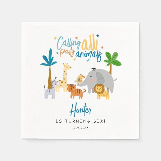 Guardanapo De Papel Chamando todos os animais de festa (Frente)