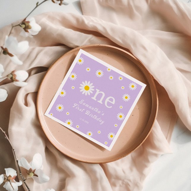 Guardanapo De Papel Chamomile Daisy Flower Elegante Roxo Aniversário (Criador carregado)