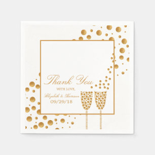 Guardanapo De Papel Champagne Dourado borbulha casamento