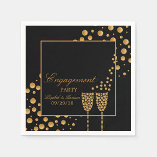 Guardanapo De Papel Champagne Dourado borbulha festa de noivado