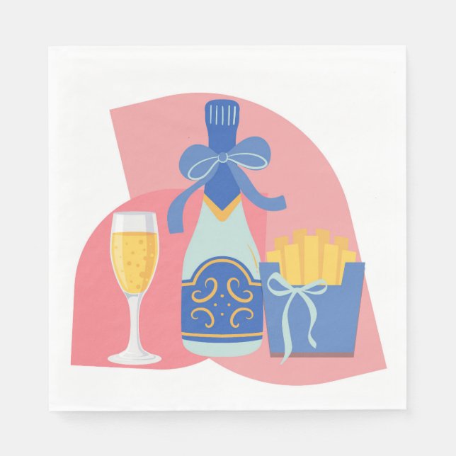 Guardanapo De Papel Champagne e Batatas Fritas (Frente)