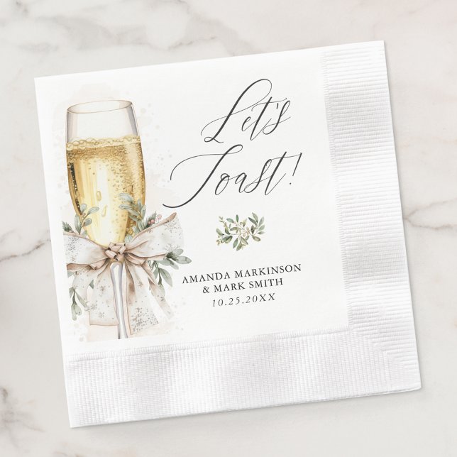 Guardanapo De Papel Champagne Let's Toast Winter Engagement (Criador carregado)