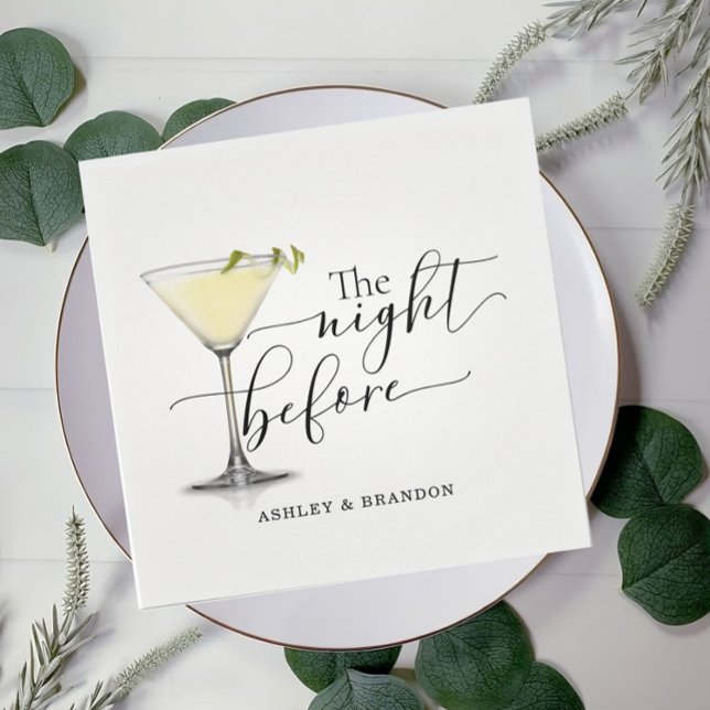 Guardanapo De Papel Champagne Minimal Script A Noite Anterior Guardana (Criador carregado)