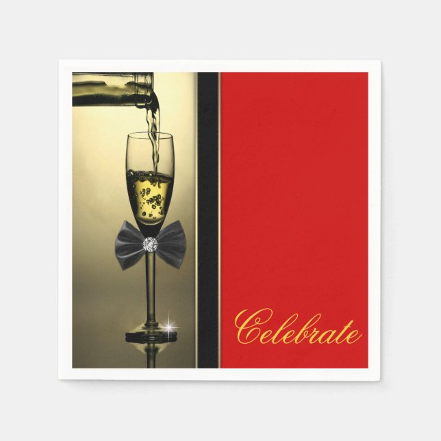 Guardanapo De Papel Champagne Tinto e Dourado (Frente)
