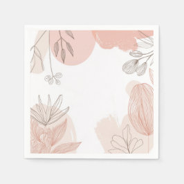 Guardanapo De Papel Champanhe - Cor-de-rosa - Floral Desenho Mão