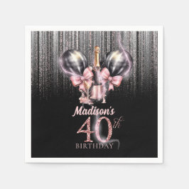 Guardanapo De Papel Champanhe de luxo aniversário de 40 anos personali