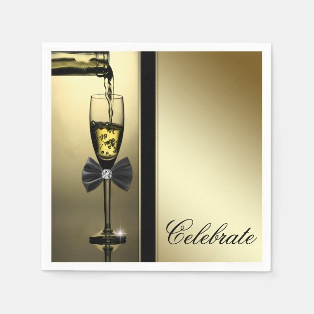 Guardanapo De Papel Champanhe Dourado Elegante (Frente)