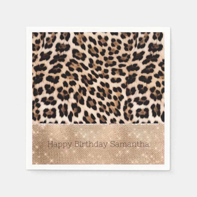 Guardanapo De Papel Champanhe Glitz Cream Leopardo (Frente)