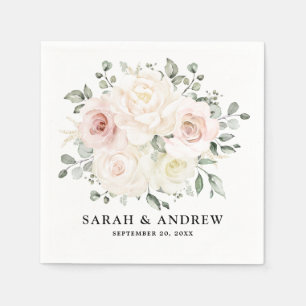 Guardanapo De Papel Champanhe Ivory Blush Floral Cor-de-rosa Casamento