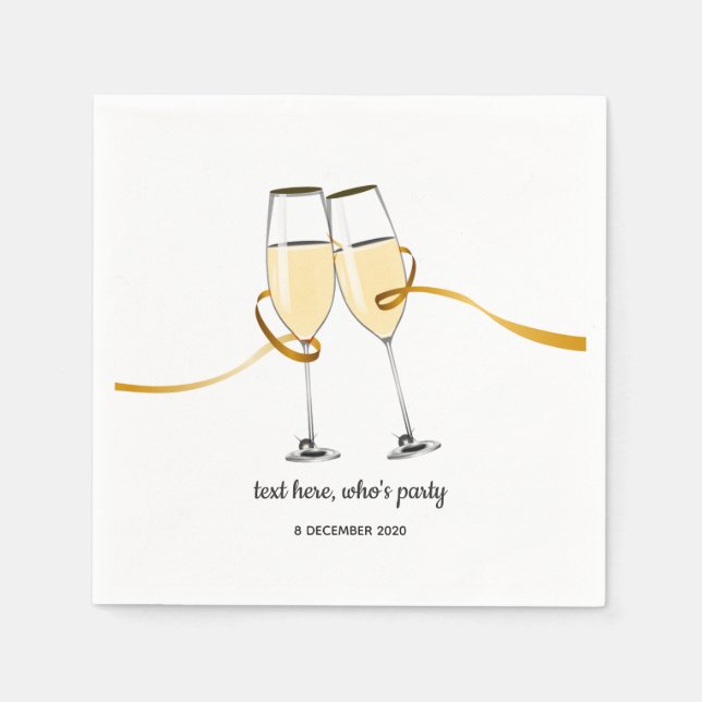 Guardanapo De Papel Champanhe, vinho, branco, papel coquetel Nápoles (Frente)