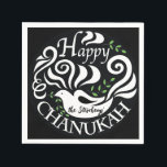 Guardanapo De Papel Chanukah Dove<br><div class="desc">Design, papel, guardanapos modernos. Feliz Chanukah/Hanukkah! A cor de fundo pode ser alterada! Faça o seu próprio! O texto pode ser mudado com o tamanho de sua fonte favorita e o estilo. Obrigados para parar e comprar! Muito apreciado! Feliz Chanukah/Hanukkah! Estilo: Coquetel Padrão Uma boa celebração é tanto sobre a...</div>