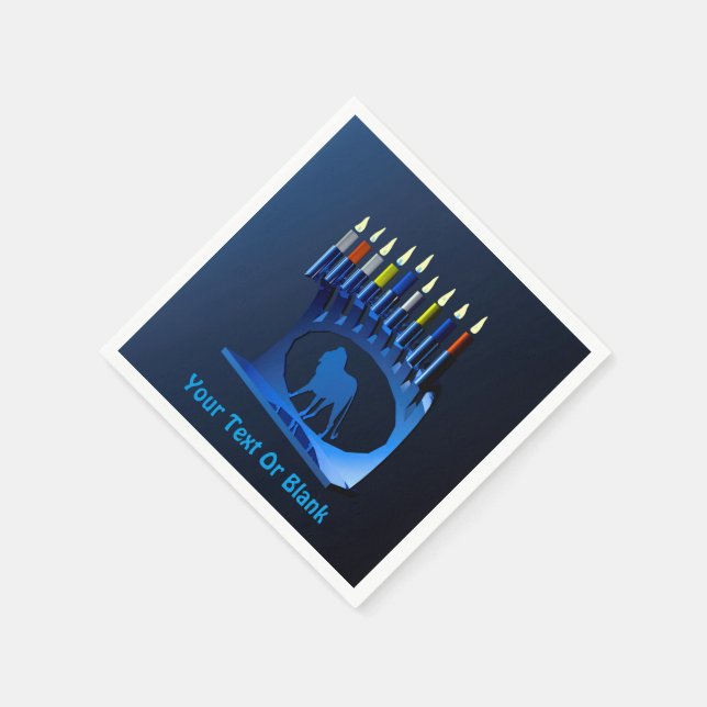 Guardanapo De Papel Chanukkah Menorah Azul Metálico (Canto)