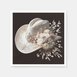 Guardanapo De Papel Chapéu branco com flores