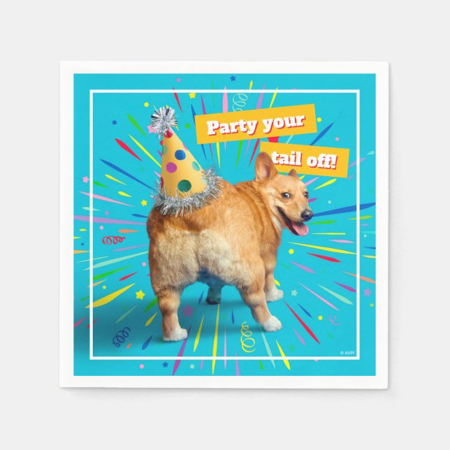 Guardanapo De Papel Chapéu de Aniversário Bumbum de Corgi (Frente)