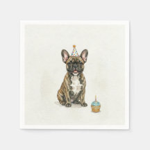 Chapéu de Aniversário de Cupcake de Bulldog Francê