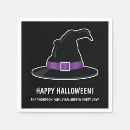 Guardanapo De Papel Chapéu de Bruxa Com Detalhes Roxos Feliz Halloween