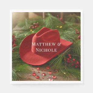 Guardanapo De Papel Chapéu de Cowboy Vermelho de Natal Casamento